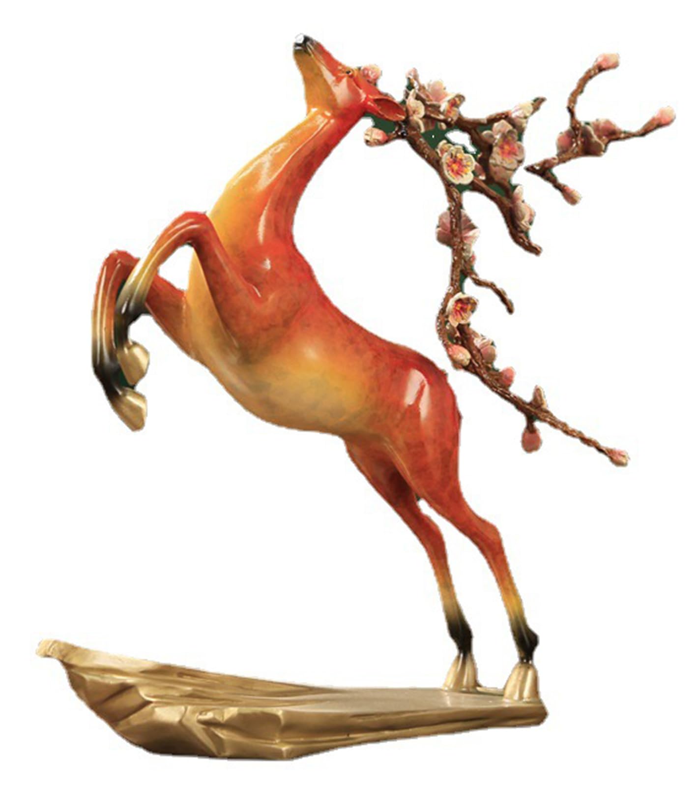 NHDVDVAV Handcrafted Deer Statues for Home Decor, Feng Shui Luck Figurine for Success & Wealth,Elegant Animal Sculpture for Living Room, Bookshelf,46 * 12 * 40cm