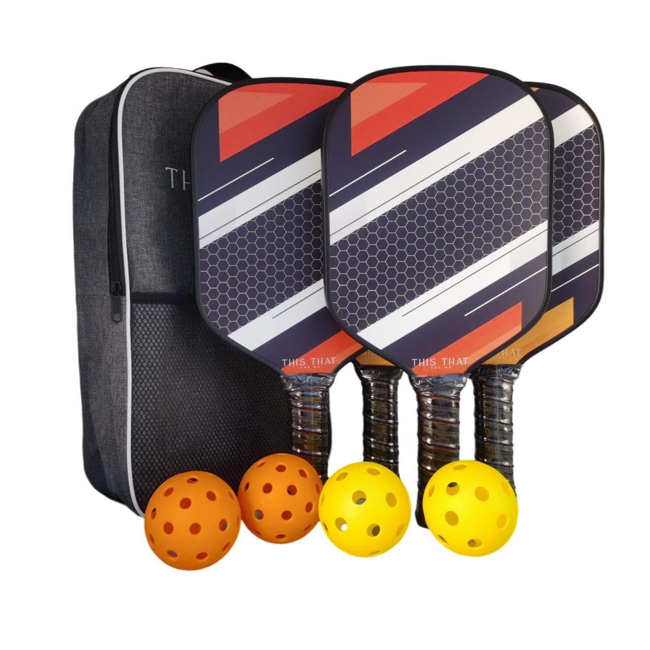 TTFM Pickleball Paddles Set of 4 | Pickleball Rackets with Balls and Bag | USAPA Approved| Fiberglass/Graphite | Pickleball Set for Women Men Adults Kids Families