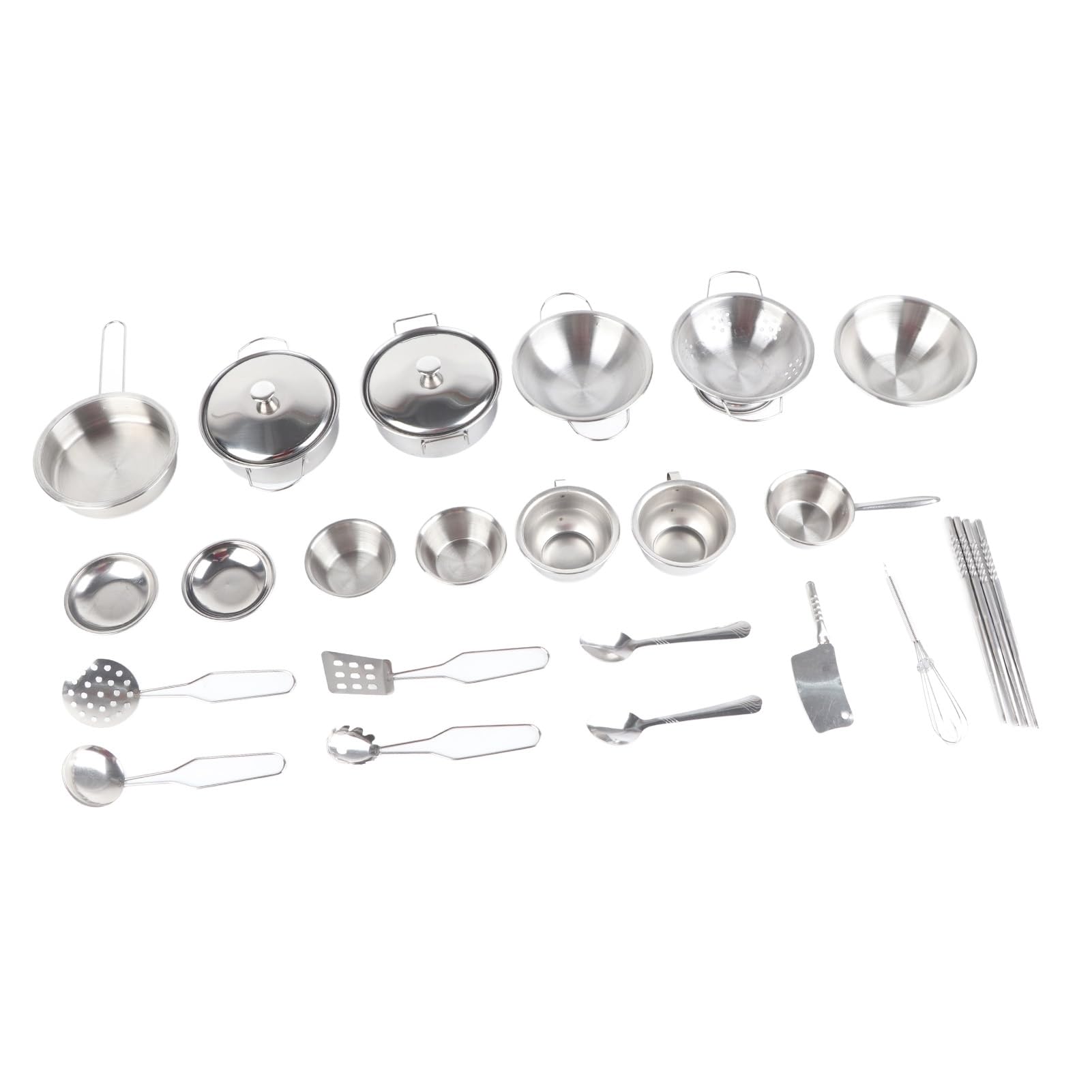 Cocoarm Set di Pentole in Acciaio Inox per Bambini, Utensili da Cucina per Bambini con Stoviglie Lucidate a Mano (25 pezzi)