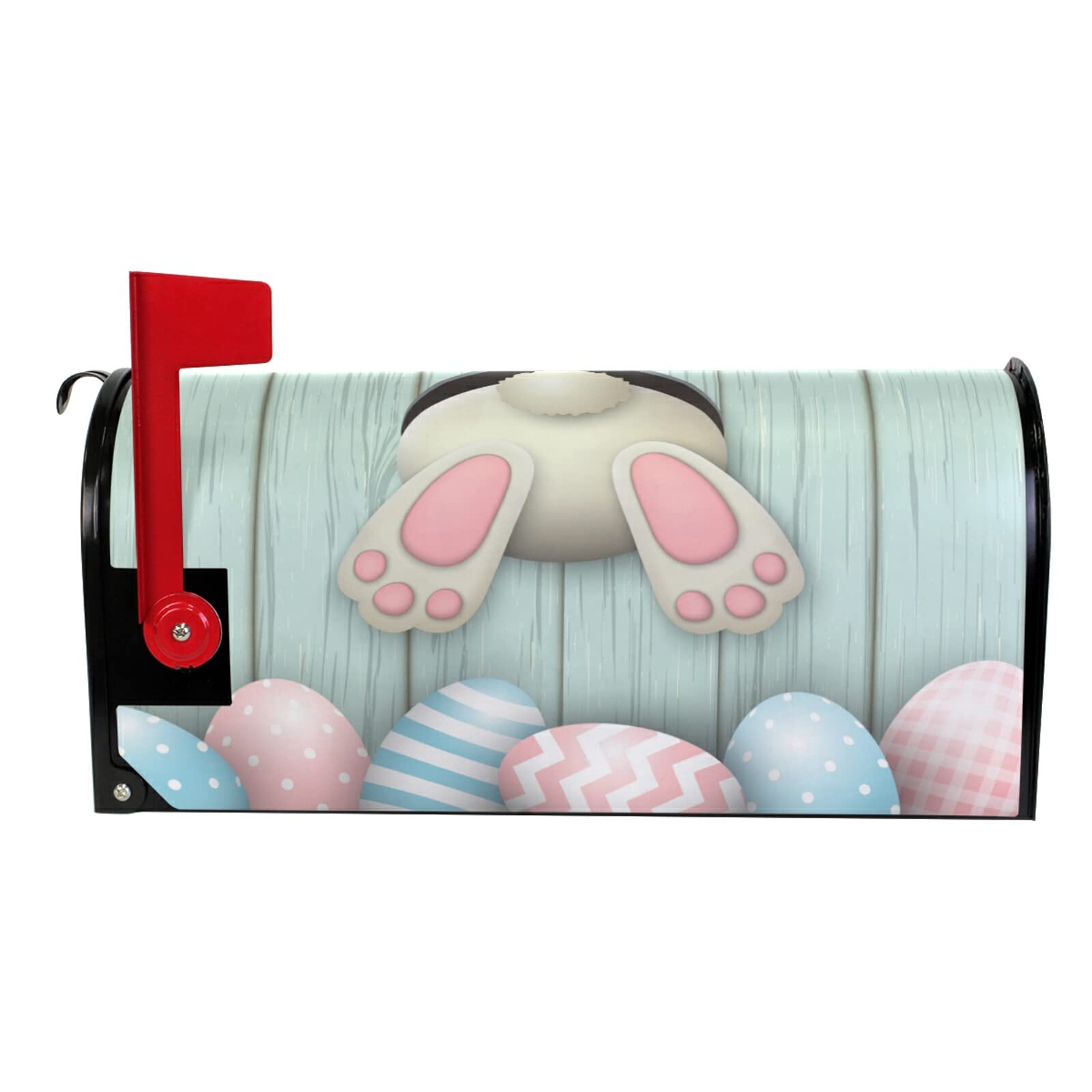 Naanle Funny Easter Bottom Eggs Magnetic Mailbox Cover, Spring Eatsr Holiday Mailbox Wrap Home Decorative for Large Size 25.5”(L) x 20.8”(W)