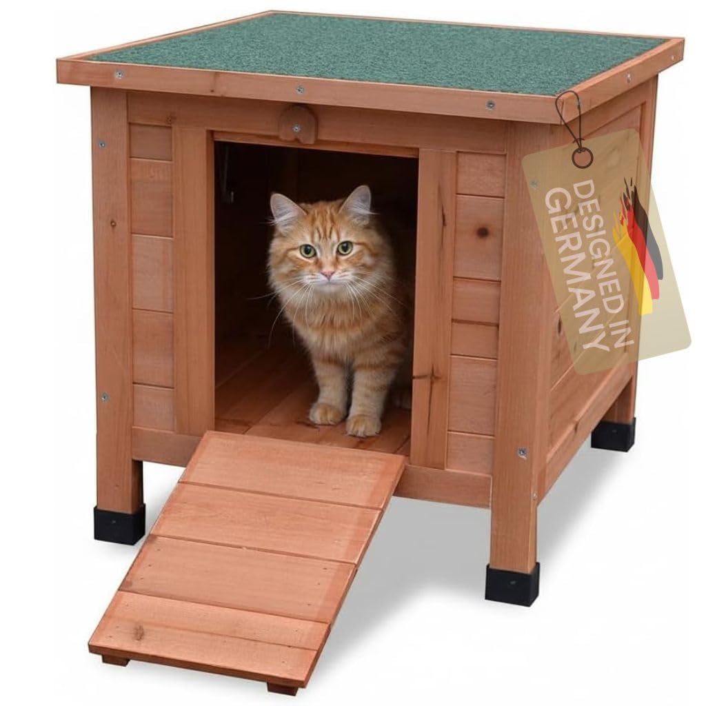 MUCOLA Katzenhaus Katzenhöhle XL – Outdoor Wetterfest aus Holz
