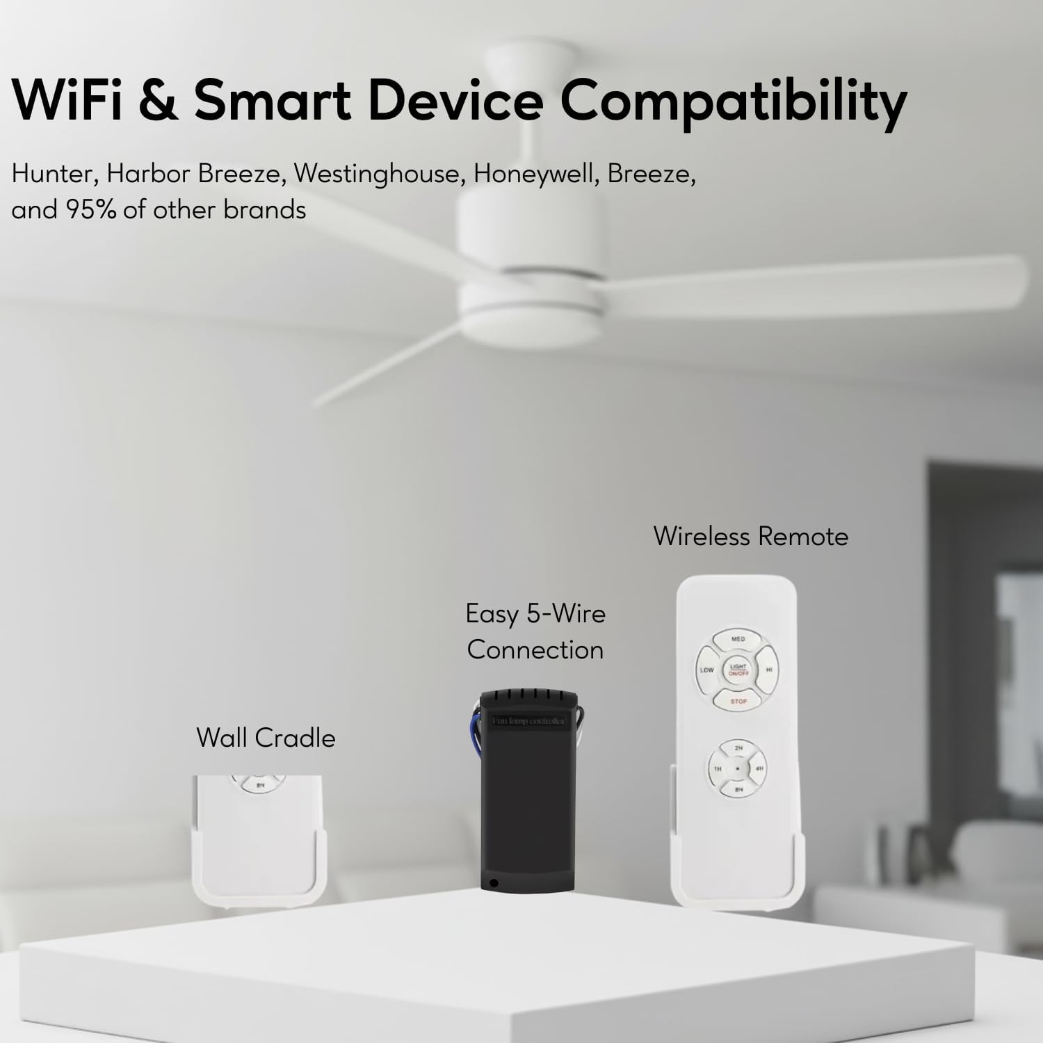 3-in-1 Ceiling Fan Light Timing & Speed Remote Universal Ceiling Fan Remote Control Kit, Compatible with Brands Like Breeze/Hunter/Harbor/Honeywell/Westinghouse (Ironsmith AirControl Smart™)