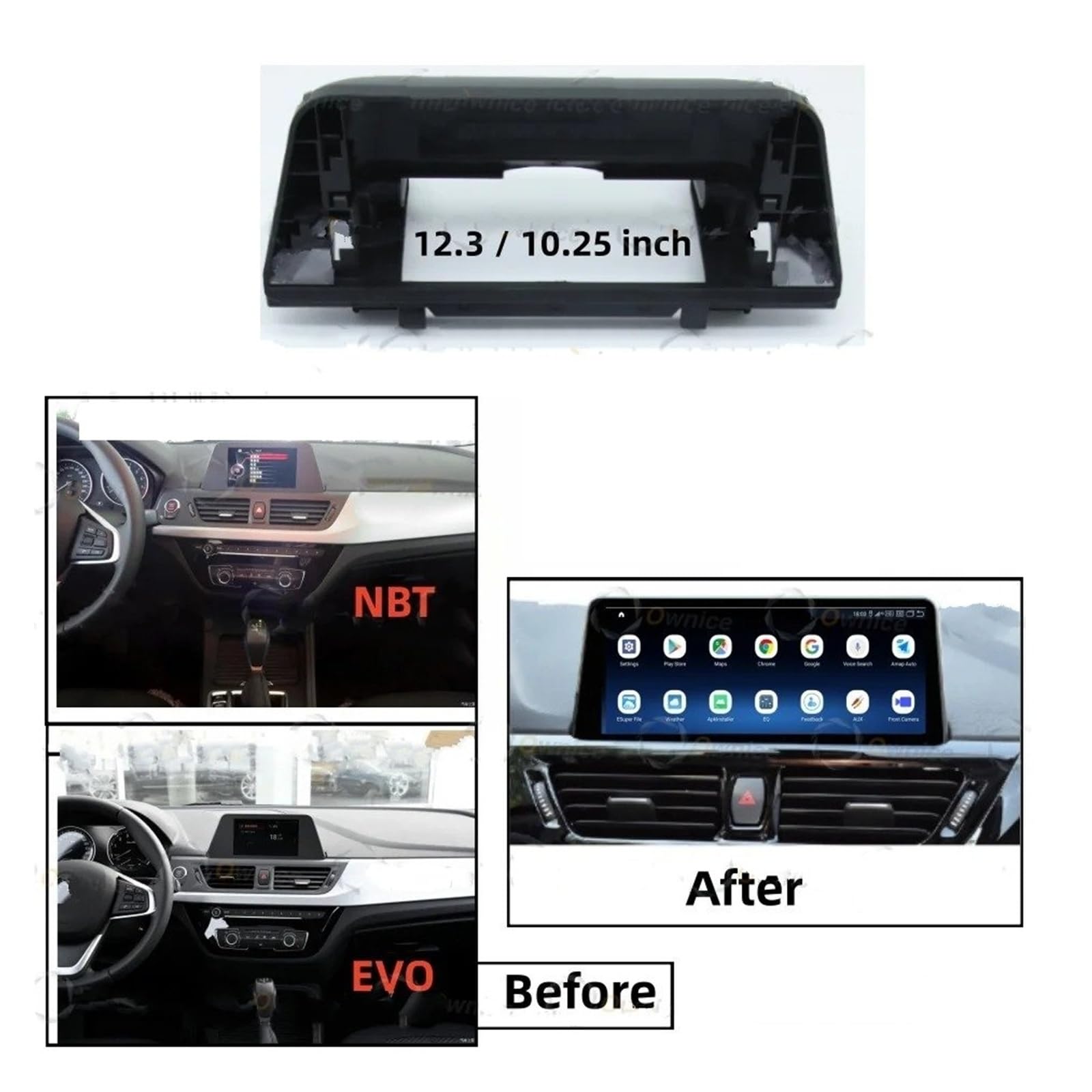 Mascherina Autoradio Cornice Stereo per BMW Serie 1 2017-2023 F3 12.3 "10.25 Pollici Car Android Radio Frame 2DIN Fascia Stereo Pannello Cablaggio Cablaggio Canbus Box
