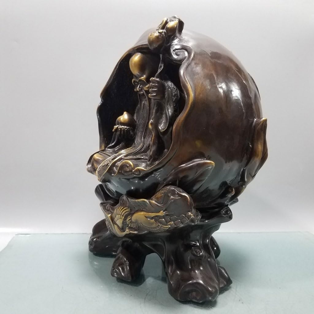 Posąg Buddy do wnętrz Fortune Feng Shui dekoracja mosiężna statua Bóg bogactwa posąg do dekoracji salonu Zen Medytująca statua Buddy Figurka Rzeźba (S)