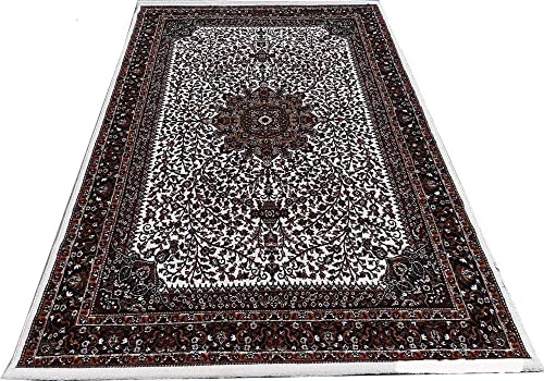 Image of Thick n Soft Acrylic Carpets for Home Living Room Bedroom with 12 MM Pile Height Thickness 5 Feet x 7 Feet Ivory Colour