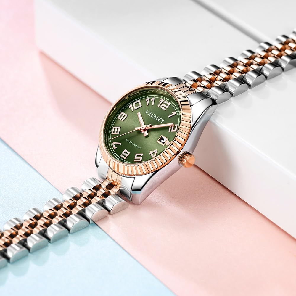 Mujeres Clásico Fácil Lectura Tiempo Reloj Cálendar para Mujeres Resistente a Agua