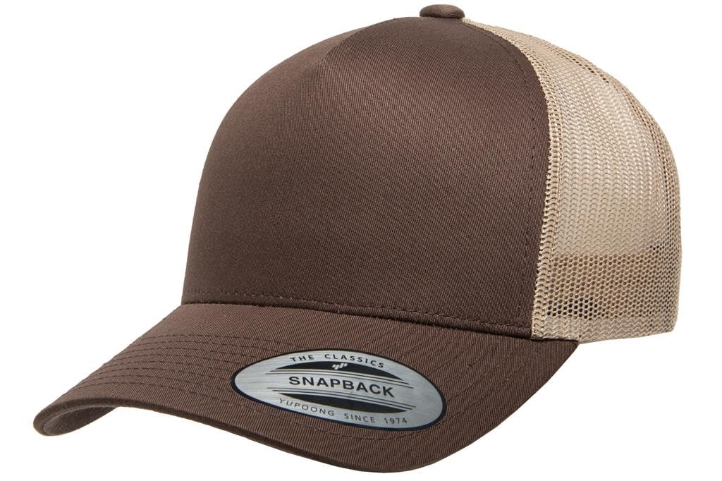 YP Classics 5-Panel Retro Trucker Snapback Hat Cap, OSFM One Size Fits Most Adults, Men, Women, or Youth