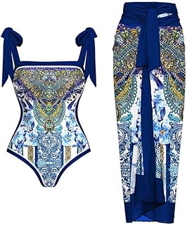 مايوه سباحة للنساء مكون من قطعتين مزين بالزهور مع كاش مايوه وأشرطة فيونكة وربطة عنق مع شال مطابق