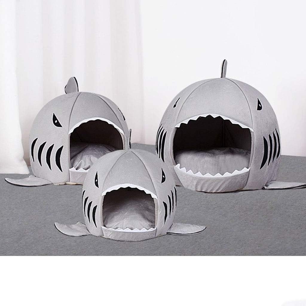 Pet Bed Washable Shark Pet House Cave Bed for Small Medium Dog Cat Puppies with Removable Cushion and Waterproof Bottom Pet Cushion Bed (Medium)