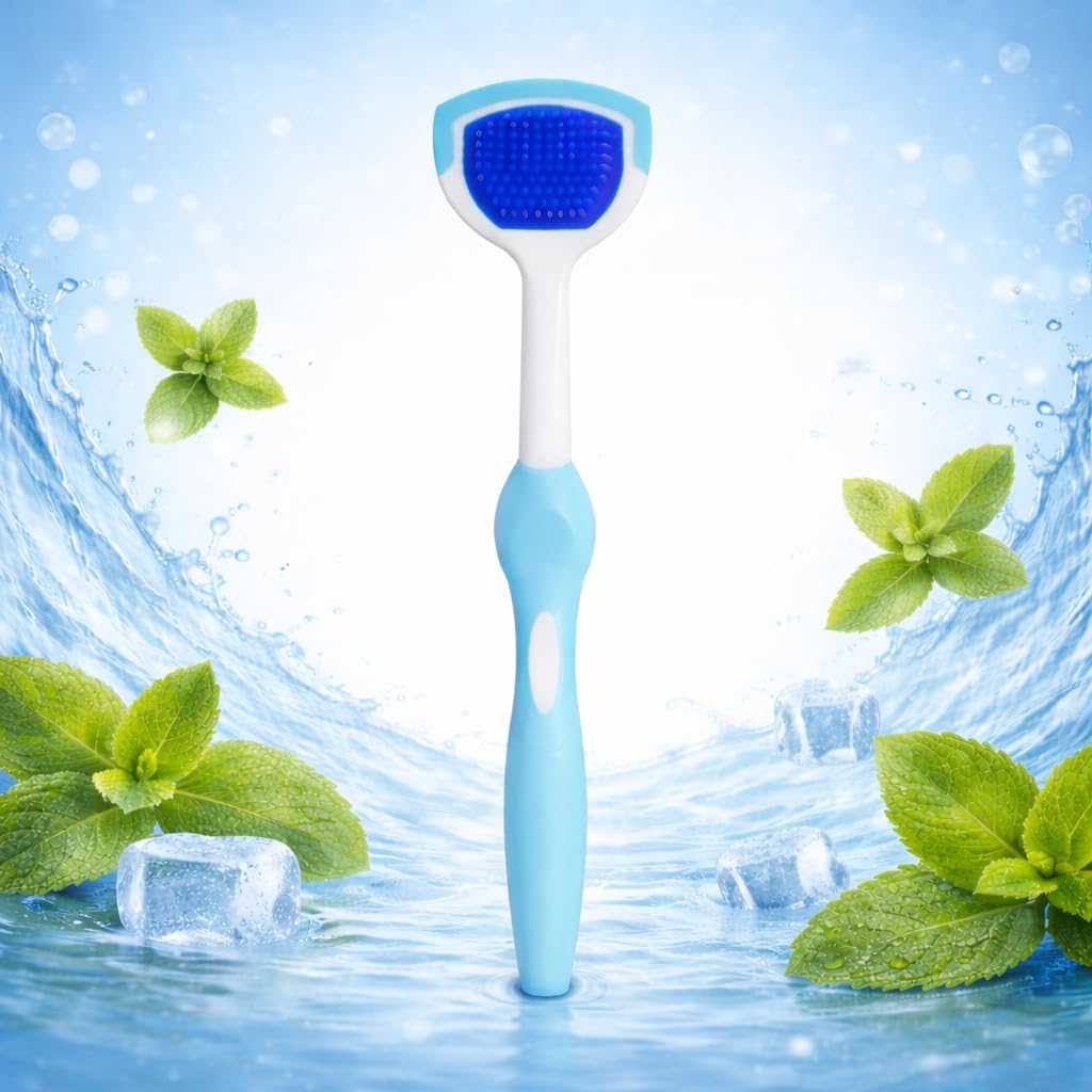 Ferio Plastic Tongue Cleaner for Adults – Soft Tongue Scraper & Tung Brush | Fan Shape Tounge Cleaner Helps Fight Bad Breath | Tough Tongue Cleaner for Baby, Kids, Women & Men (Multi-Colour, Pack of 1)-image-43