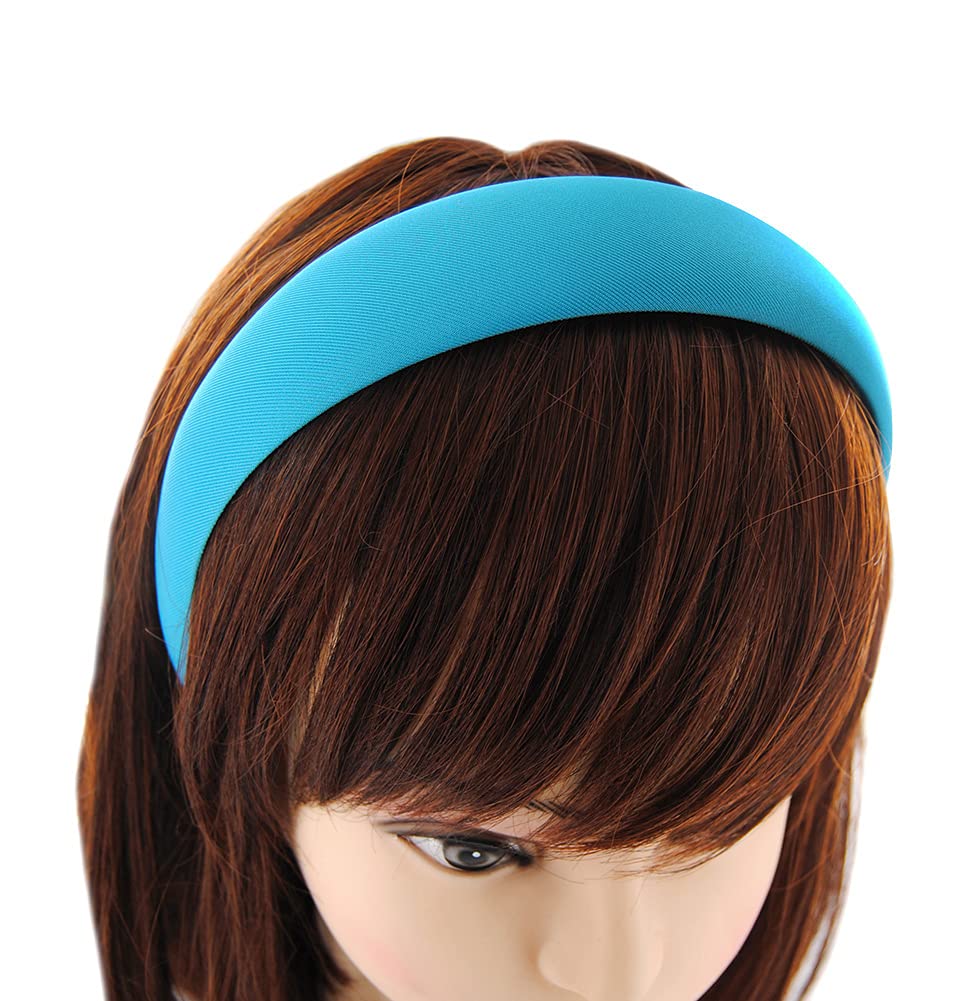 Axy Wide Headband with Fabric Padded Candy Colours - Beautiful Women's Headband Hair Accessories HRK2A (Turquoise) - Image 2