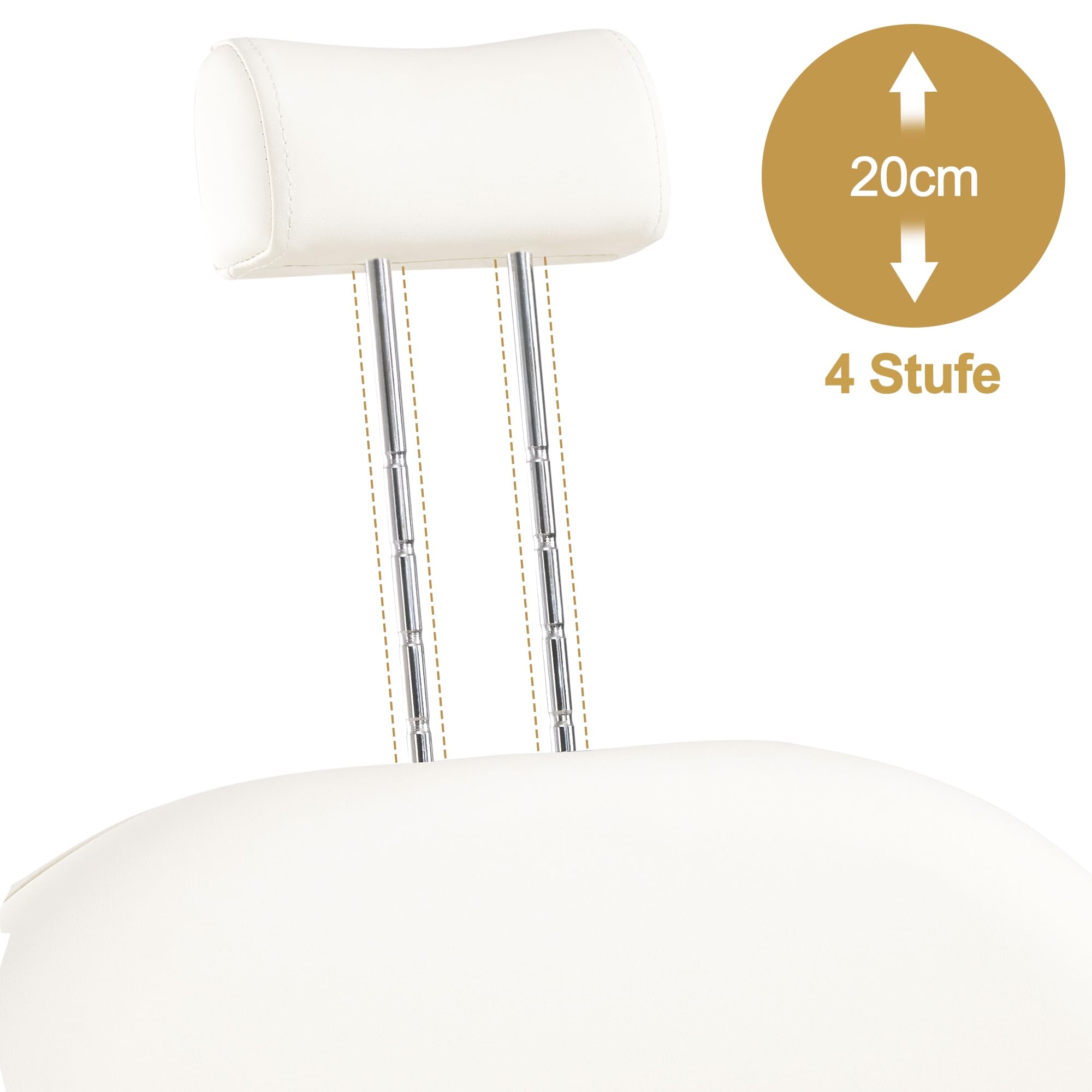 Barberpub Pediküre Stuhl mit Fußbadewanne & Pediküre Hocker, Friseurstuhl mit Goldlackierten Armlehnen, Höhenverstellbar & Kippbar, Fußpflegestuhl für Nagelstudio F0325 (Gold-Weiß)