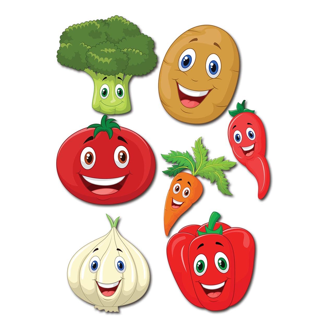 Sonsky Fresh Vegetables Fridge Magnet Sticker Set| Multicolor| 3 x 4 Inches | Set of 7