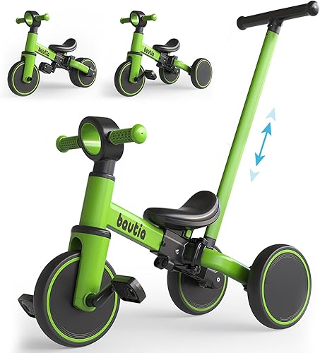 Miniatura 9 de Triciclo para niños pequeños de 1 a 3 años con asa de empuje, juguete 5 en 1 para bicicleta de equilibrio para bebés de 1 a 4 años, regalo con