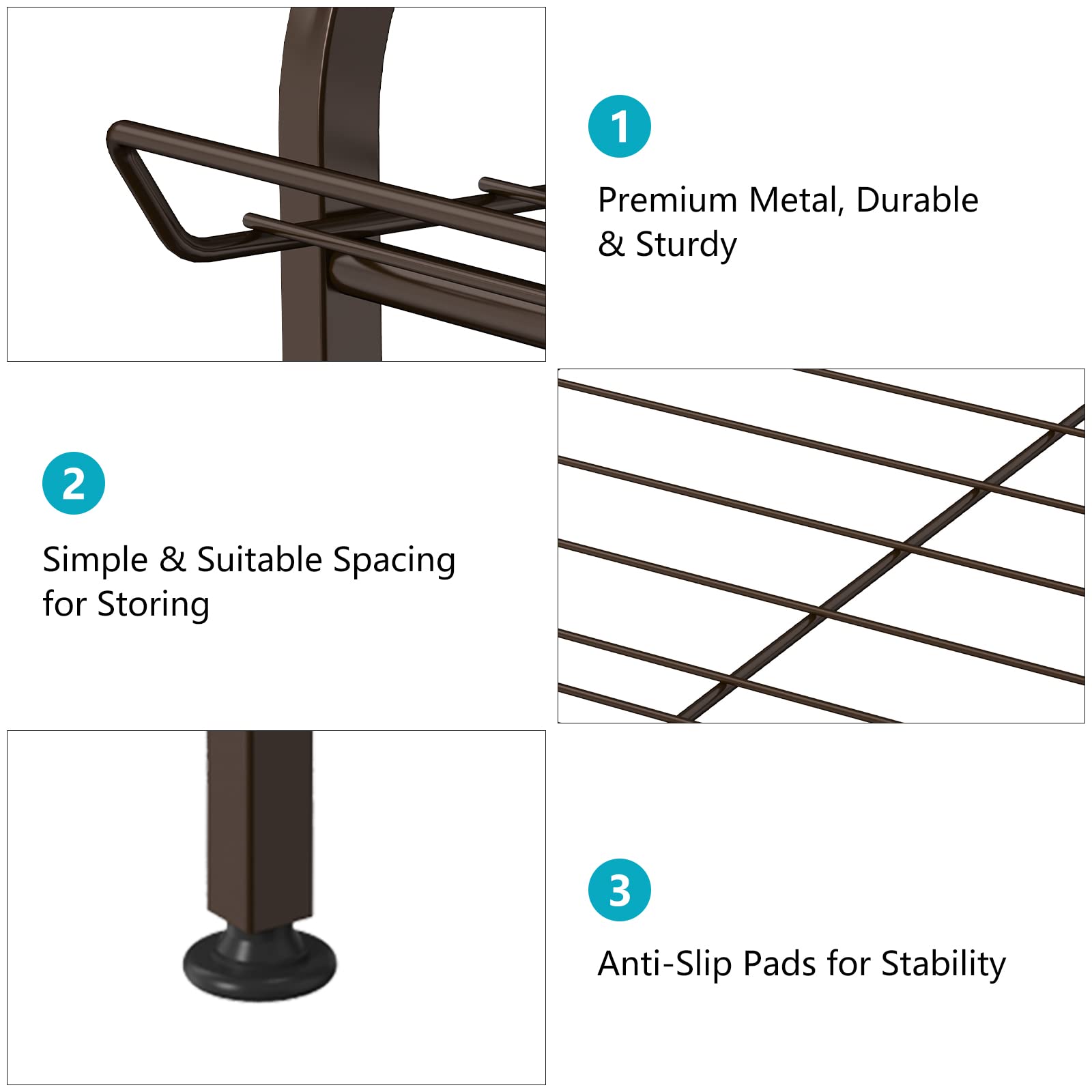 smusei Water Bottle Organizer 7 Tier Free Standing Vertical Metal Water Bottle Rack Shelf Adjustable Water Bottle Beverage Drink Stand Holder for Kitchen Pantry Food Storage, Bronze