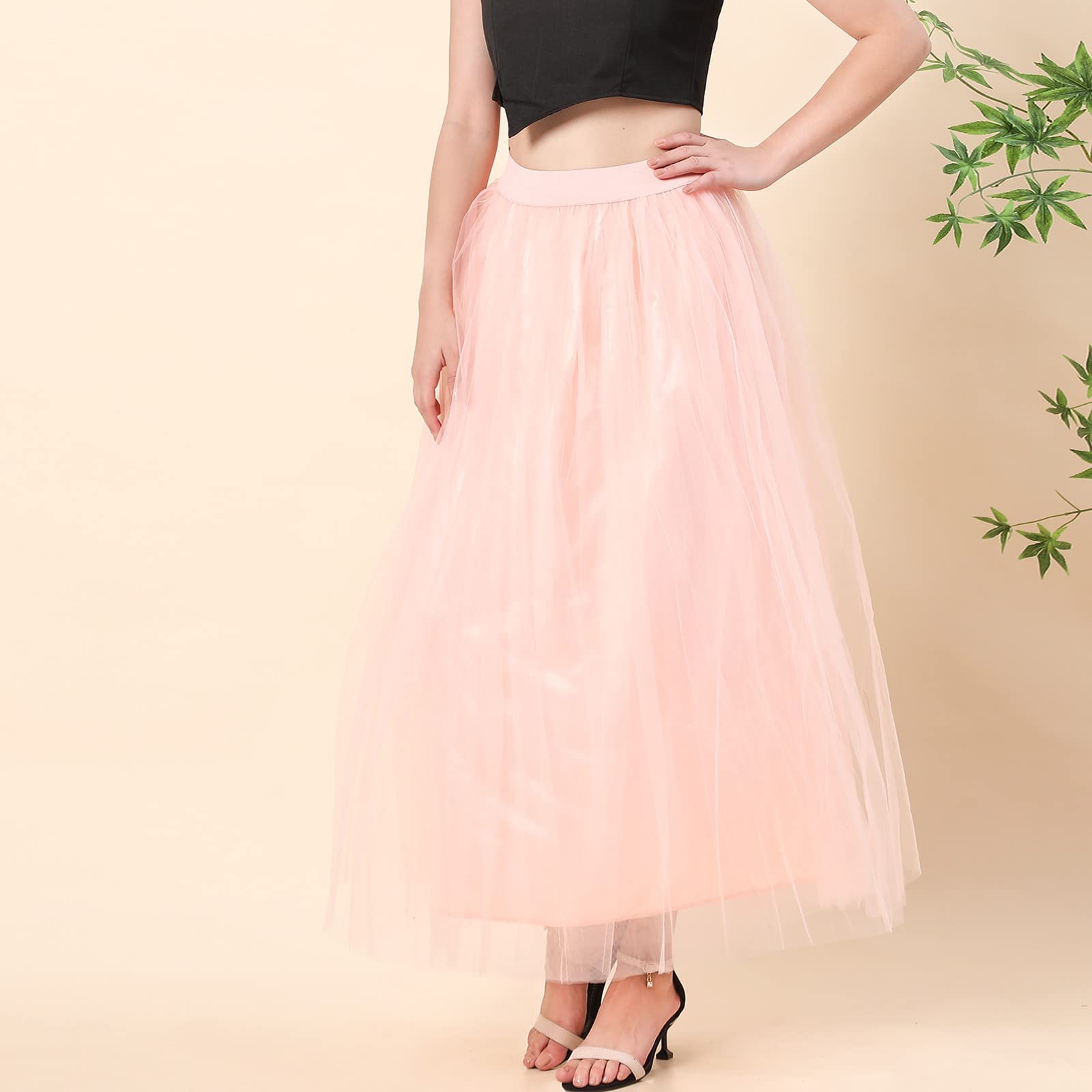 Abito lungo di carnevale pieghettato con gonna in tulle a rete taglie forti da donna 2026