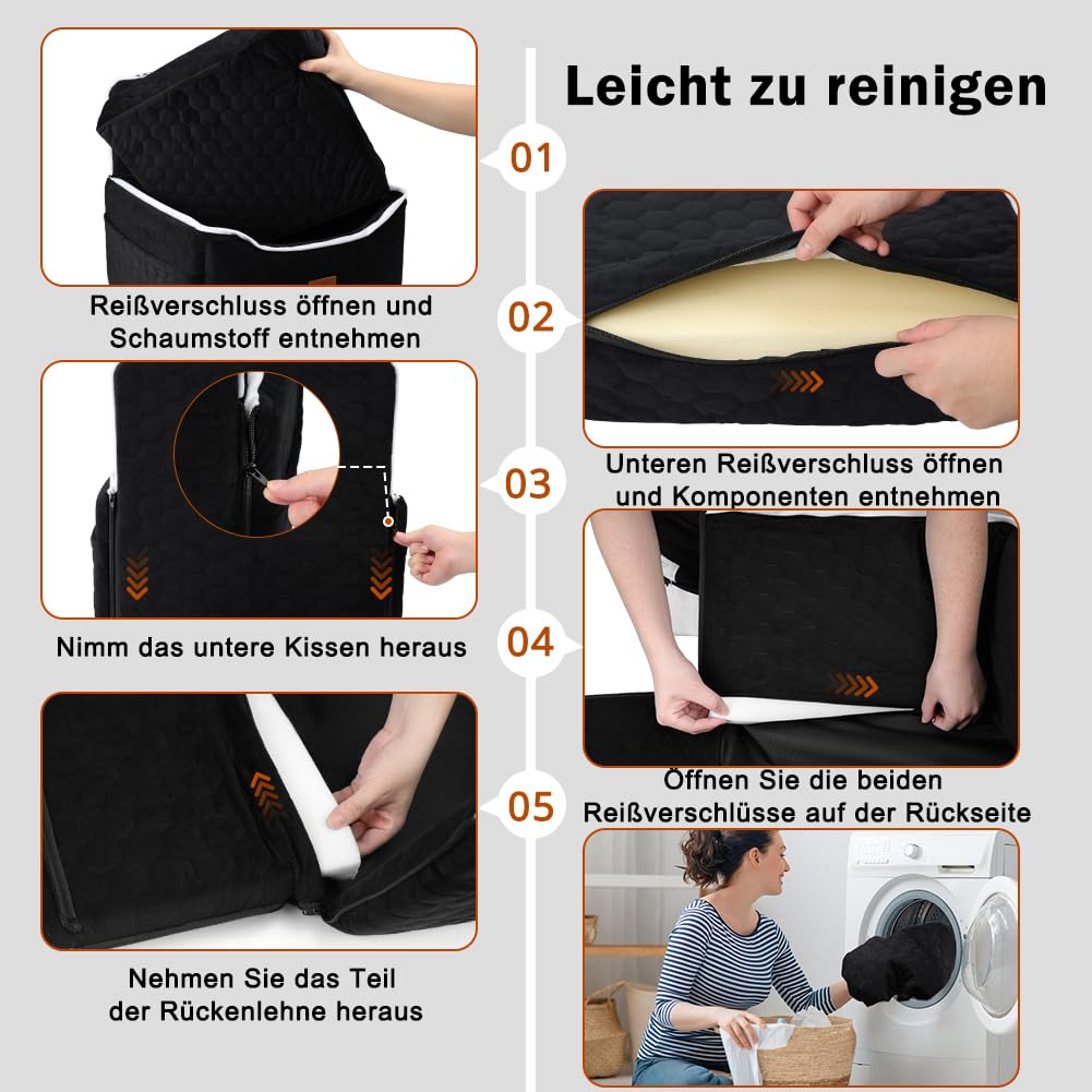 SZEE Stabiler Reise Hunde Autositz für Kleine/Mittlere Hunde bis 15 Kg, Einzigartiger Hundesitz Auto mit Abnehmbares Kunstleder-Inlay,Ausklappbares Hundebett mit Zwei Metall-Sicherheitsgurte