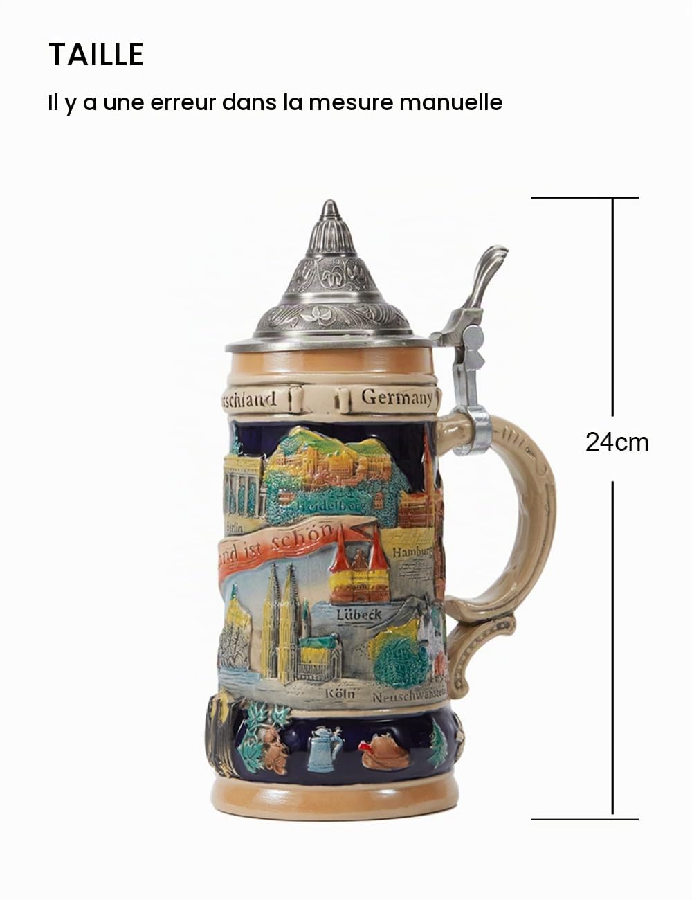 HAUCOZE Chope à Bière Allemande Oktoberfest Viking Bavière Tankard 0.6Liter | Céramique Tasse avec Couvercle Bar Maison Décoration Anniversaire Festival Cadeau pour Homme Père Mari