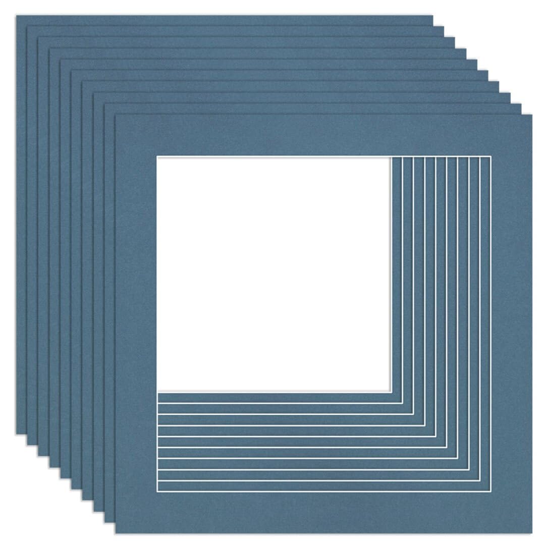 Procut Global 10x10" Pompadour Picture Mounts to Fit 8x8" Aperture - Precision Cut Cardboard Photo Mount - Ideal for Frames, Prints, Artwork & Certificates - Sizes & Colours Available - 10 Pack