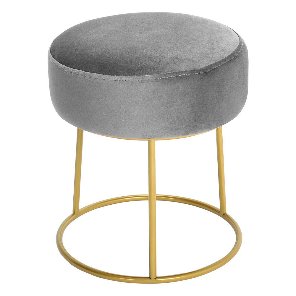 Upholstered Velvet Footstool Round Ottoman Stool Dressing Table