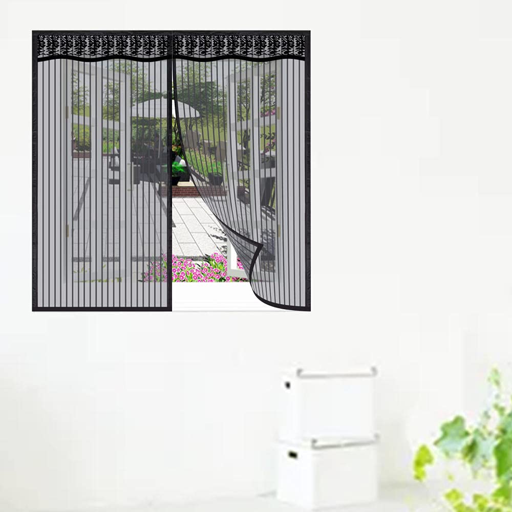 Magnet Fliegengitter Fenster Insektenschutz,160x220cm(schwarz), Magnetischer Fenstervorhang Ohne Bohren für Balkonfenster und Dachfenster, Mosktionetz Mesh Curtain Vollmagnetisch Schließt Automatisch
