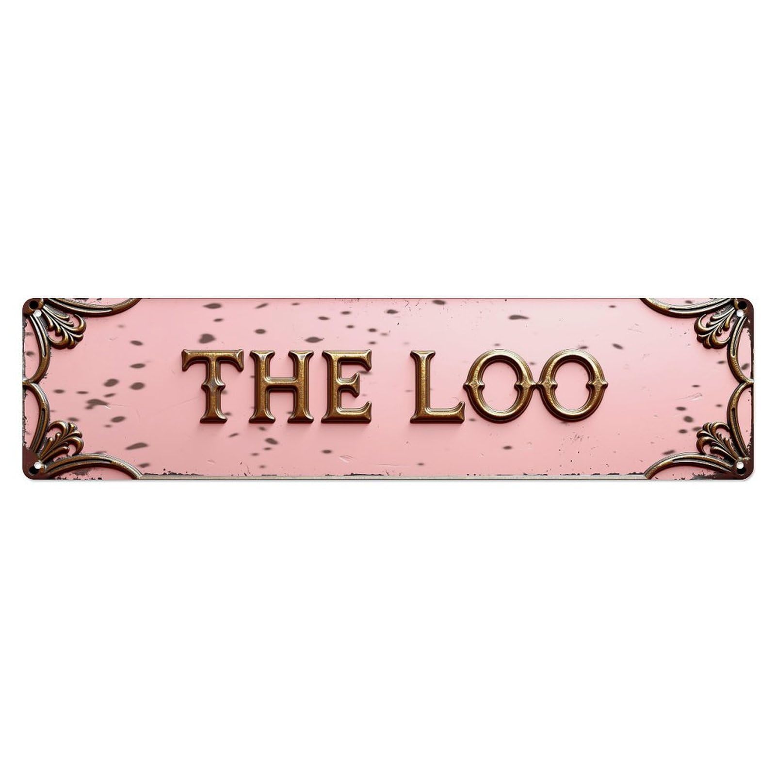 Jdyaojiesheng Vintage Pink Background Gold Text Ornate Decorative Border Tin Sign Retro Metal Wall Decor Metal Poster, Home Bar Garage Farmhouse Cafe Wall Art Decoration 4X16inch