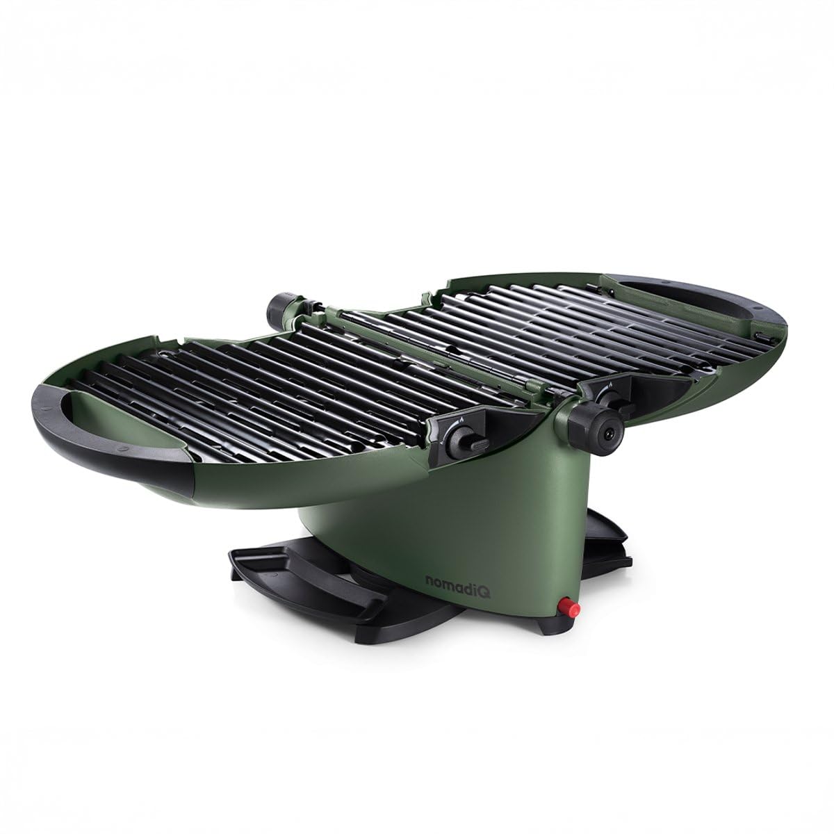 NOMADIQ BBQ Camping | Barbacoa de mesa | compacta | 2 quemadores | barbacoa de gas camping | parrilla de gas balcón autocaravana | placa de barbacoa, portátil, exterior, barbacoa, barbacoa para
