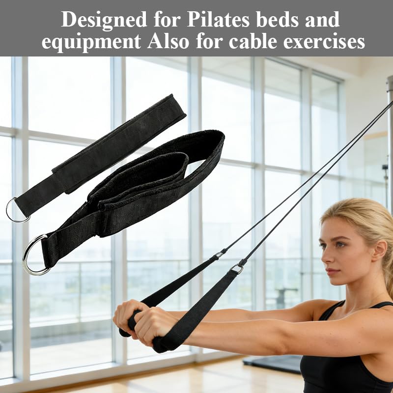 2PCS Pilates Straps Soft Padded Handles, Durable Pilates Double Loop D-Ring Straps,Pilates Straps for Reformer,Home Gym & Yoga Workout Exercise Accessories - Image 6