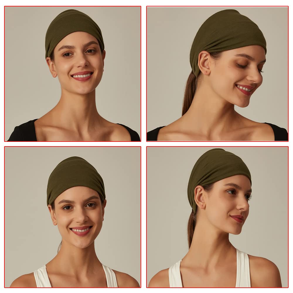 4Pcs Headbands for Women Wide Knotted Turban Bandana Boho Head Scarfs Wraps Yoga Hairbands Fabric Elastic Headband Sport Running Headscarves (PlainRed) - Image 3