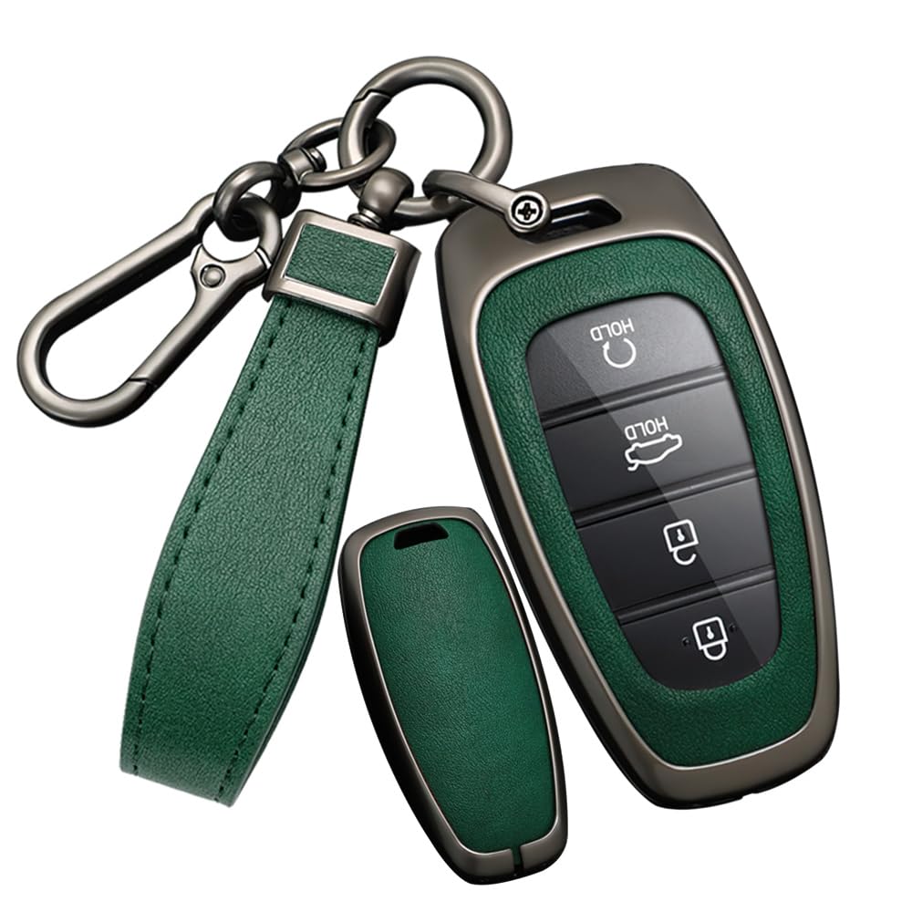 SANRILY PU Leather 4/5/7/8 Button Key Fob Cover Fit for Hyundai Tucson 2024 Palisade Sonata 2023 2022 Santa fe Keyless with Leather Keychain