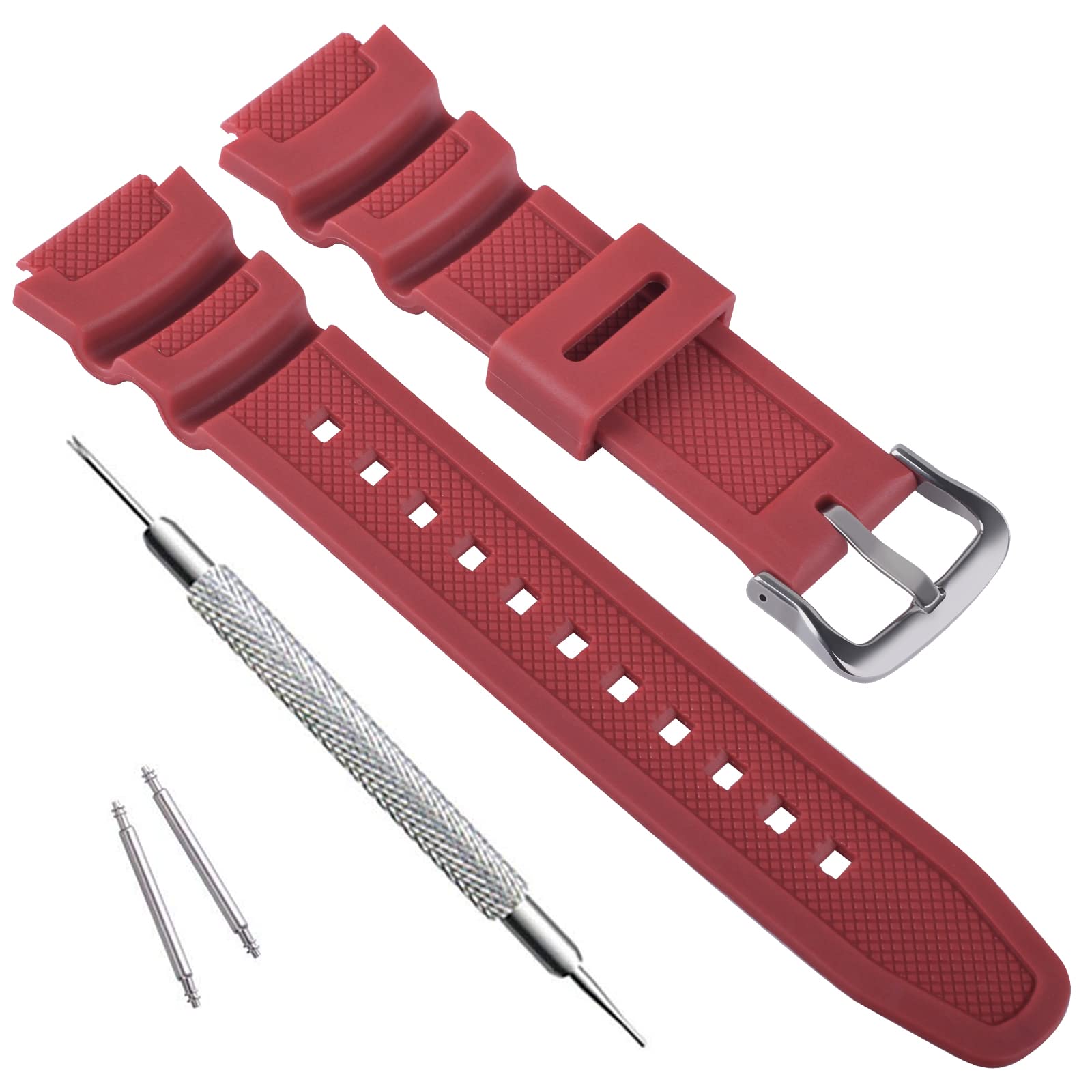 OliBoPo Correa de reloj de repuesto de resina natural impermeable para Casio AQ- S800W SGW-300H MRW-200H AE-1200 W-800H W-735H (rojo)