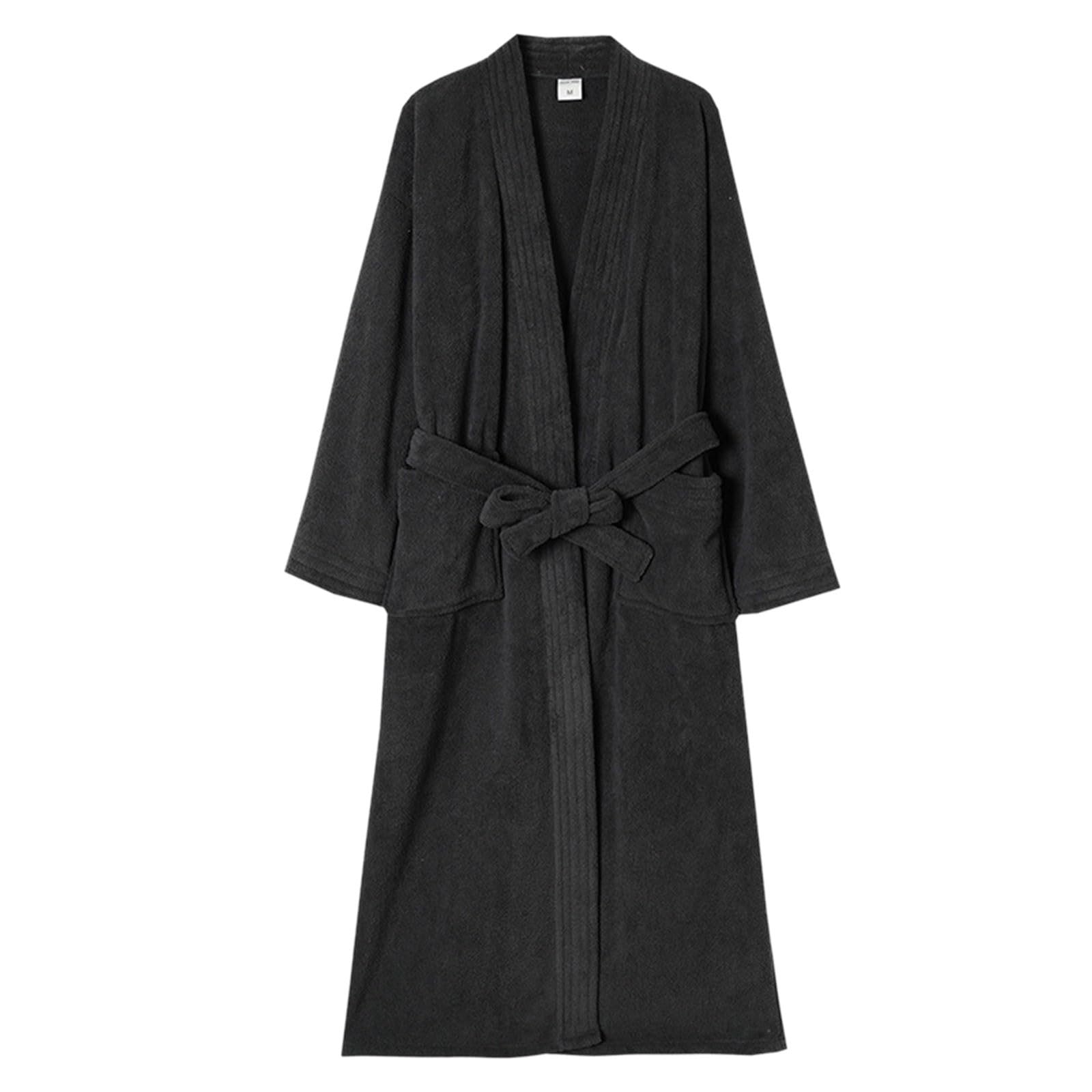 Accappatoio Uomo Microfibra - Accappatoio Nero In Microfibra, Leggero Assorbente Rapido Asciugatura, Ideale Post-Doccia/Sport, Chiusura Bottoni Colletto Rigido.