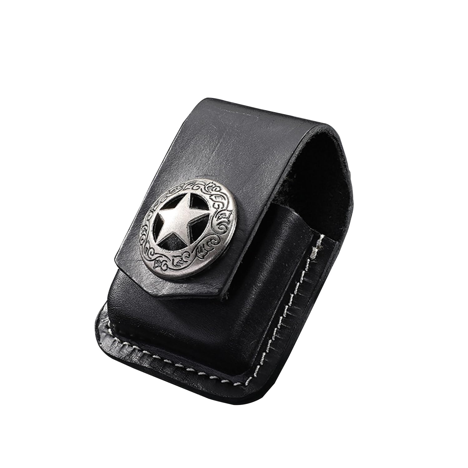 Fliptop Leather Lighter Pouch Case Holder,Kerosene Windproof Lighter Belt Case,Handmade Cowhide Lighter Holder with Pocket Belt Loop,Fits Standard