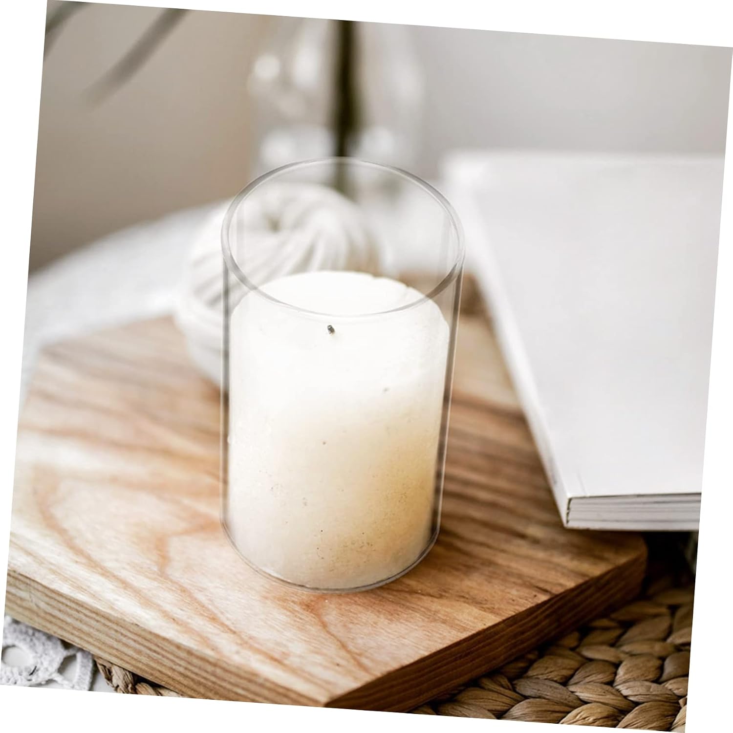 4pcs Glass Candle Cover Decor Protective Tube Simple Cylinder Design Decor Long Candles Accessory
