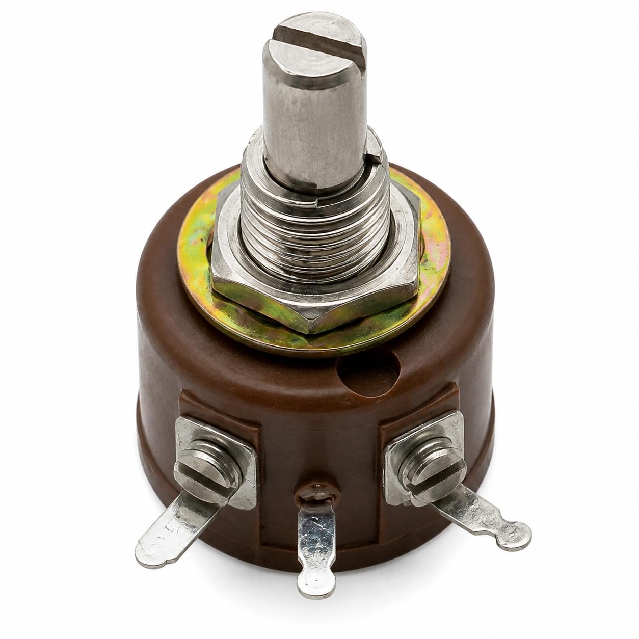 10K Ohm Single Turn Wirewound Potentiometer, 3-Terminal Panel Mount Variable Resistor with Metal Shaft for DIY Electronics and Control Panels (Pack of 1)-image-38