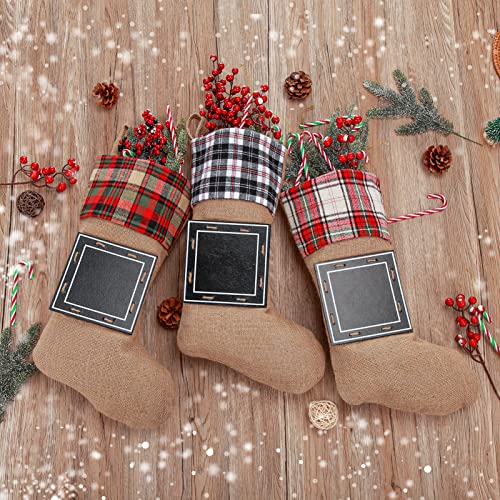 Adeeing 3 Pack Christmas Stockings 21 Inch Large Size Burlap Xmas Stockings with Chalkboard Personalized Hanging Stockings for Gift Holder Fireplace Home Holiday Decorations