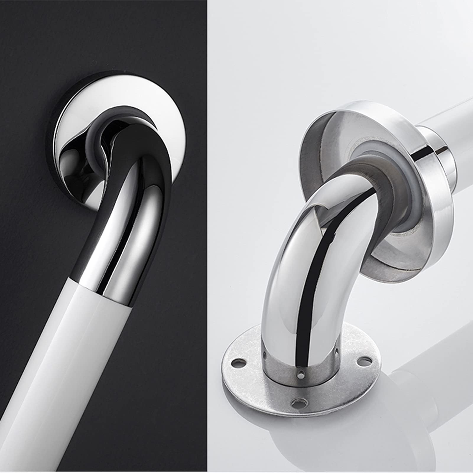 Maniglione di Sicurezza Antiscivolo in Acciaio Inox 304 per Bagno, Doccia e WC, Ideale per Anziani, Bambini, Persone disabili e infortunate (Colore: Bianco, Dimensioni: 40 cm).