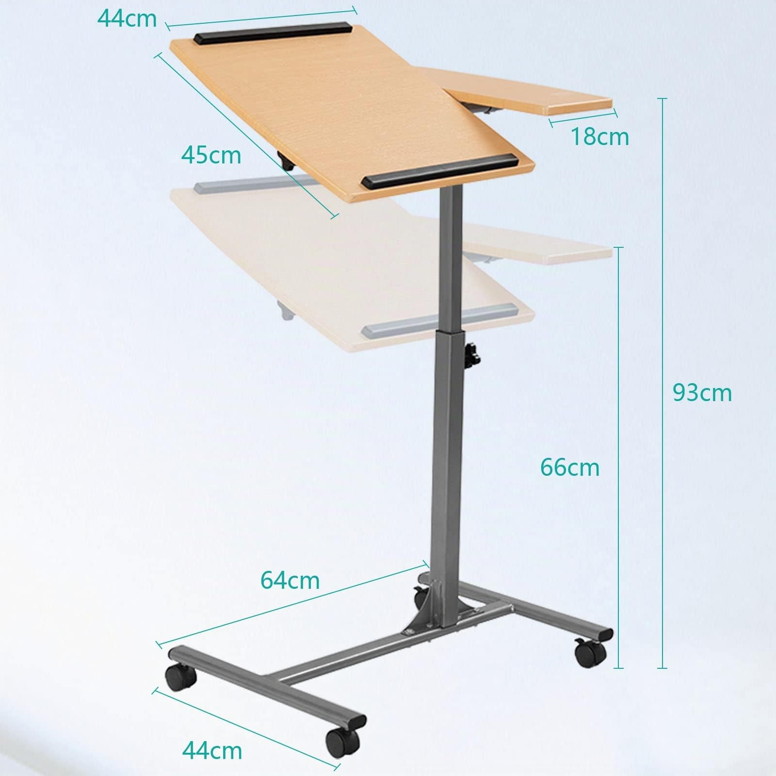 LIFEZEAL Scrivania per Laptop, Tavolino da Divano, Letto, Piano Inclinabile Porta PC, Computer, Notebook, Serviletto, 4 Ruote, Altezza Regolabile, per Soggiorno, Ufficio, Camera da Letto, Noce