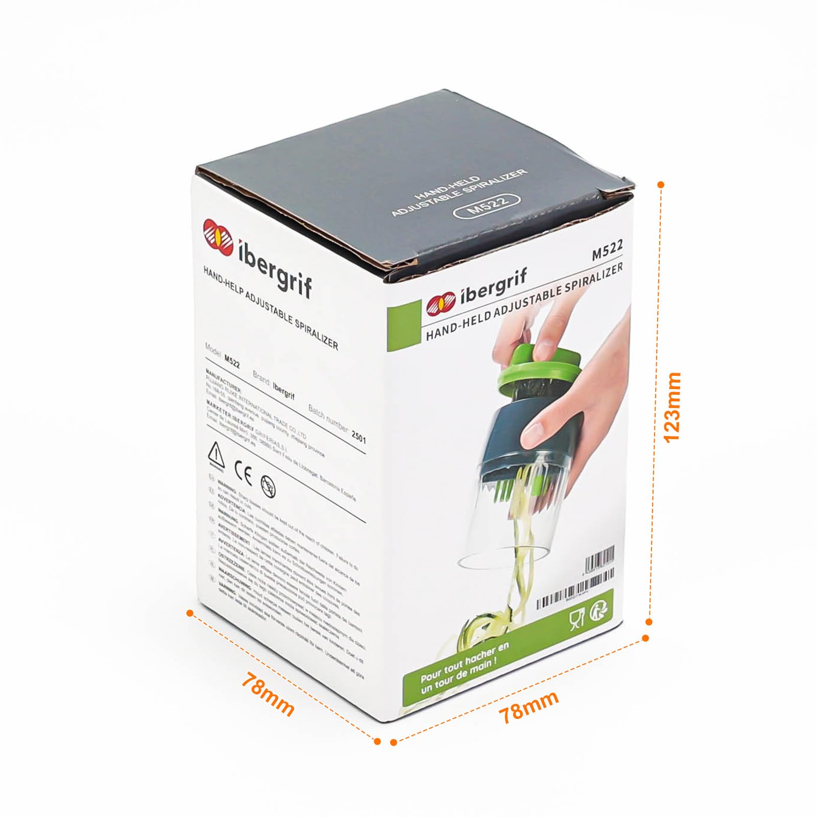 Ibergrif M522 Espiralizador de Verduras, Espaguetis Calabacin Maquina Mejorado, Espirilizador Calabacines Libre de BPA, Apto para Lavavajillas, 4 en 1 Cortador Calabacin para Pepinos, Calabacín — view 9