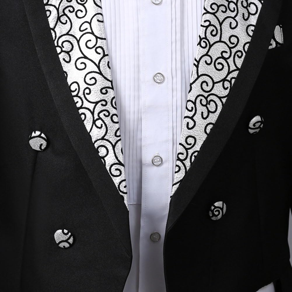 Uomo Formale Smoking Frac Vestito Aderente Costume Spettacolo palcoscenico di magia Pantaloni Blazer Cosplay Pantaloni Abito Vittoriano di Halloween