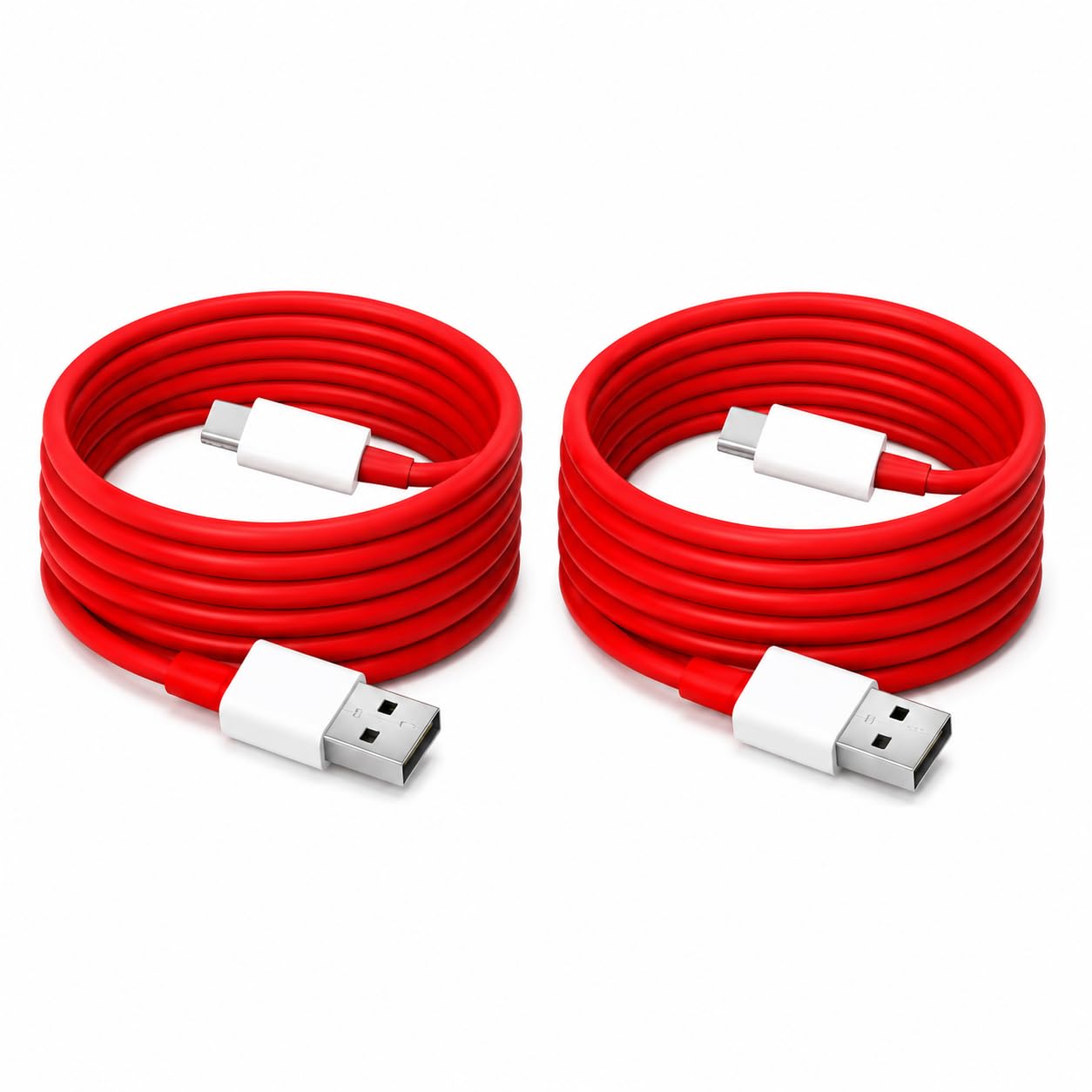 120w fast charging usb to type-c data cable red 2 pack | nylon braided, tangle free