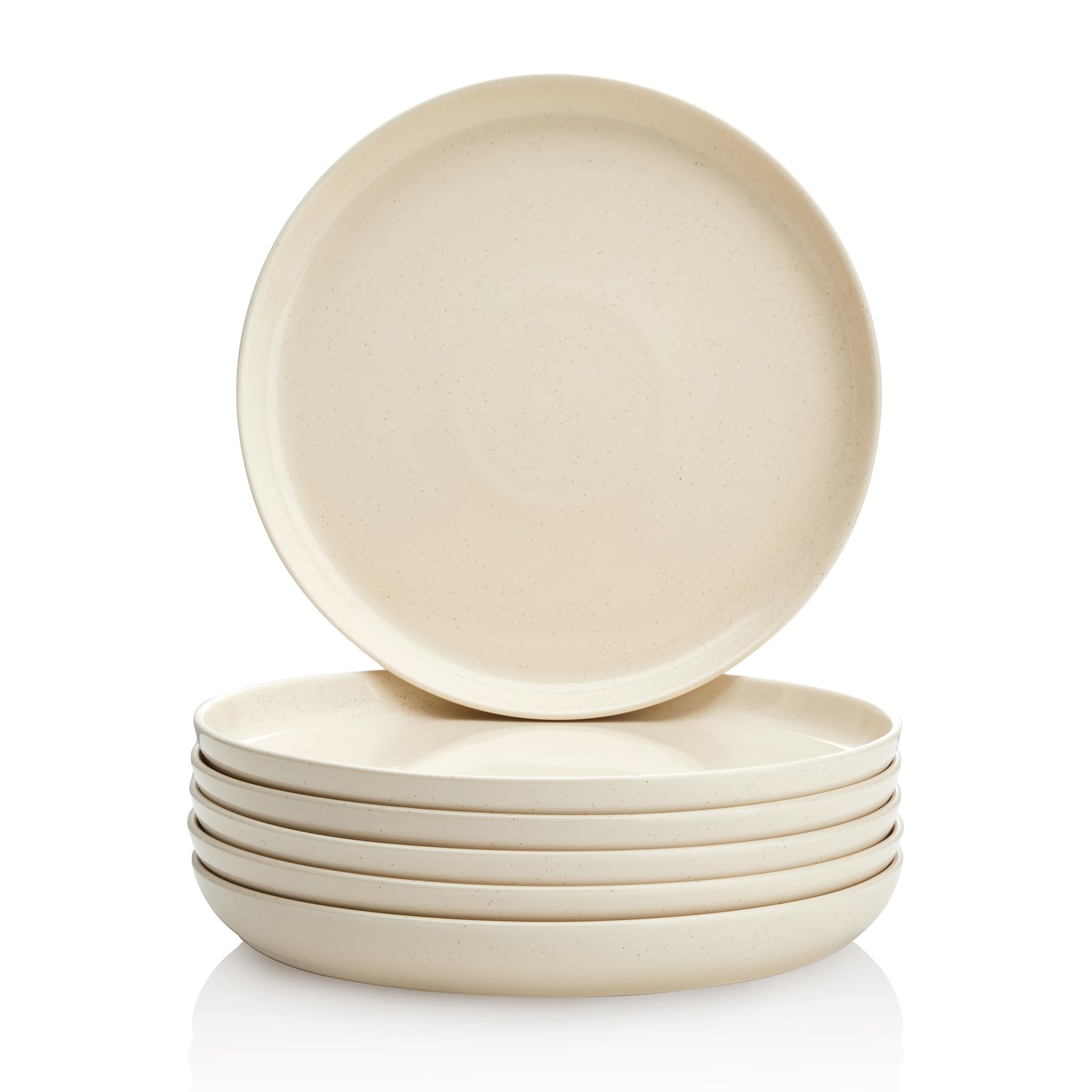 Sweese Porcelain Dessert Plates 7.4 Inch - Set of 6 Beige Salad Plates, Microwave Dishwasher Safe, Elegant for Appetizers