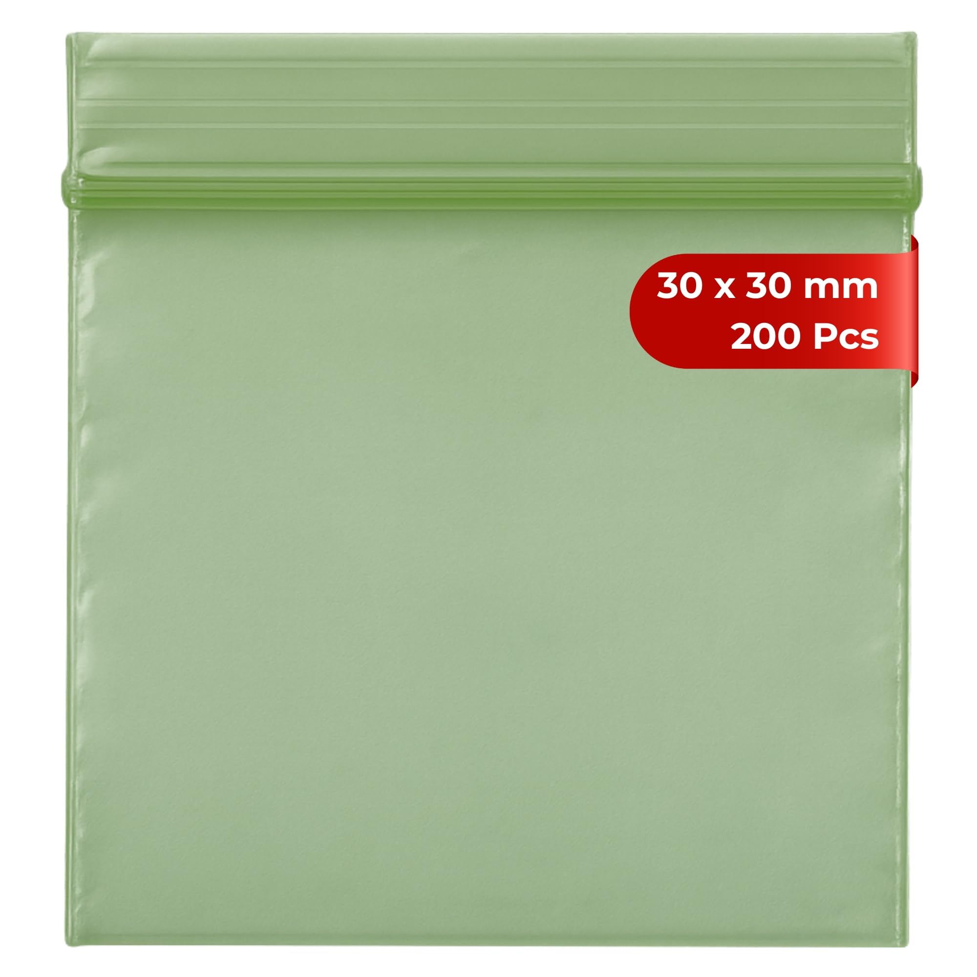 Grip Seal Bags Zip Lock Bags Resealable Plastic Bags Baggies (30x30 mm (200 Pcs), Green)