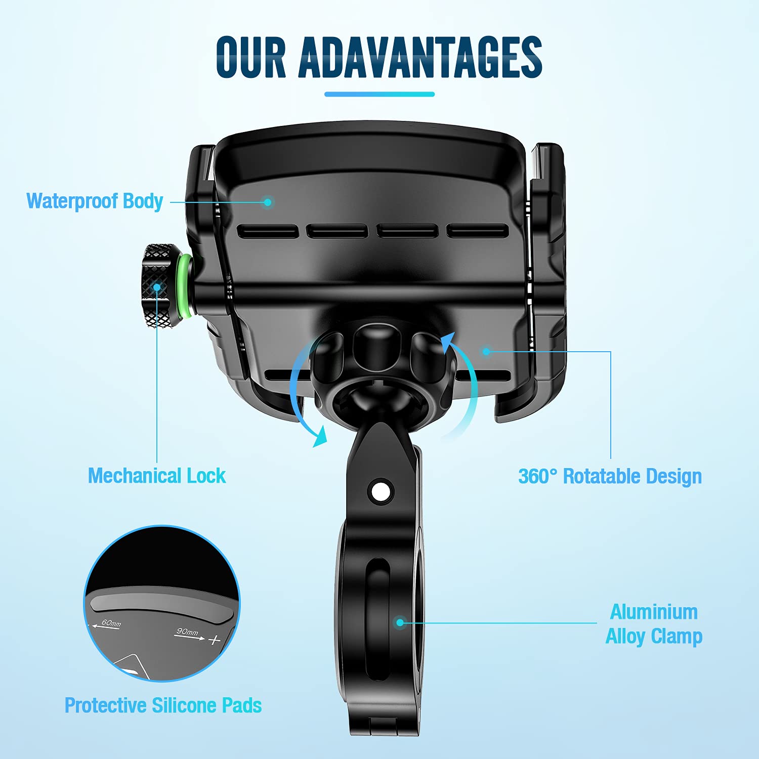 Support Téléphone Pour Vélo/Moto SWINILAYA - Rotation 360°, Compatible 3,5 à 7 Pouces