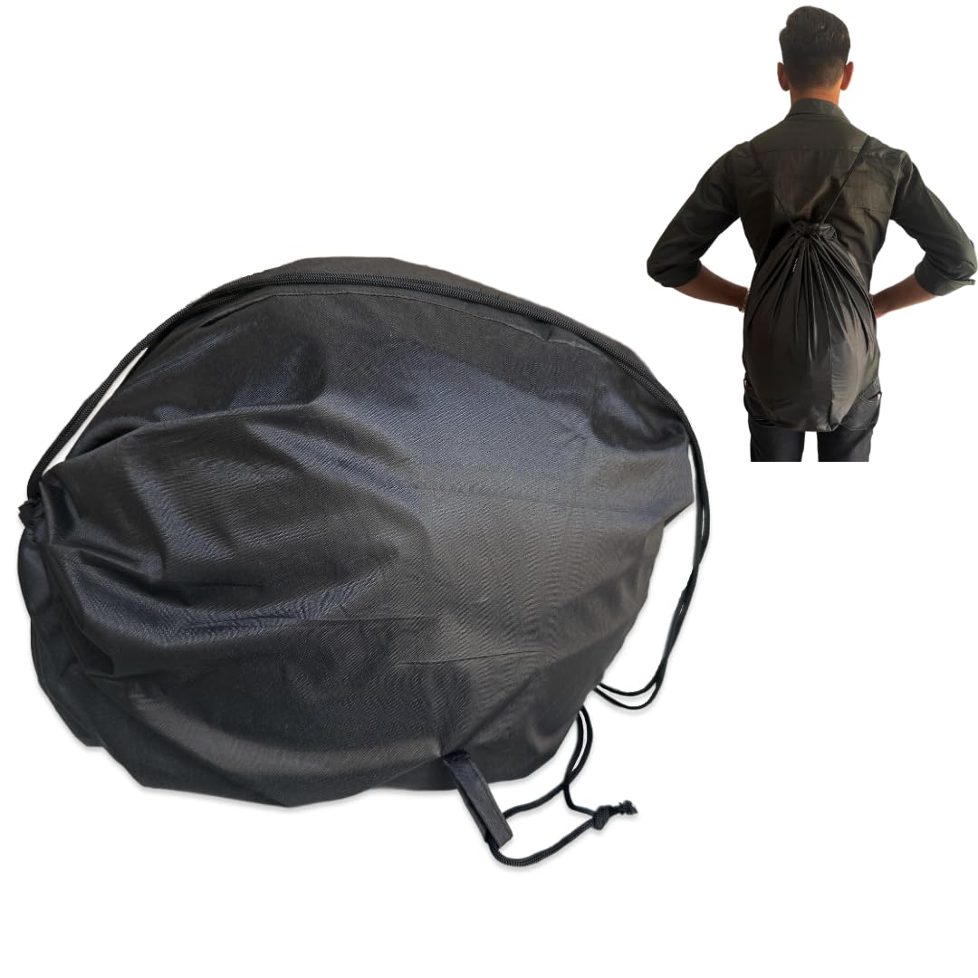 MUTMAIN Polyester Helmet Cover/Bag Drawstring Backpack Waterproof Keeps Your Helmet Safe from Dust, Rain and Scratches Bike Helmet (HC02-BLACK)