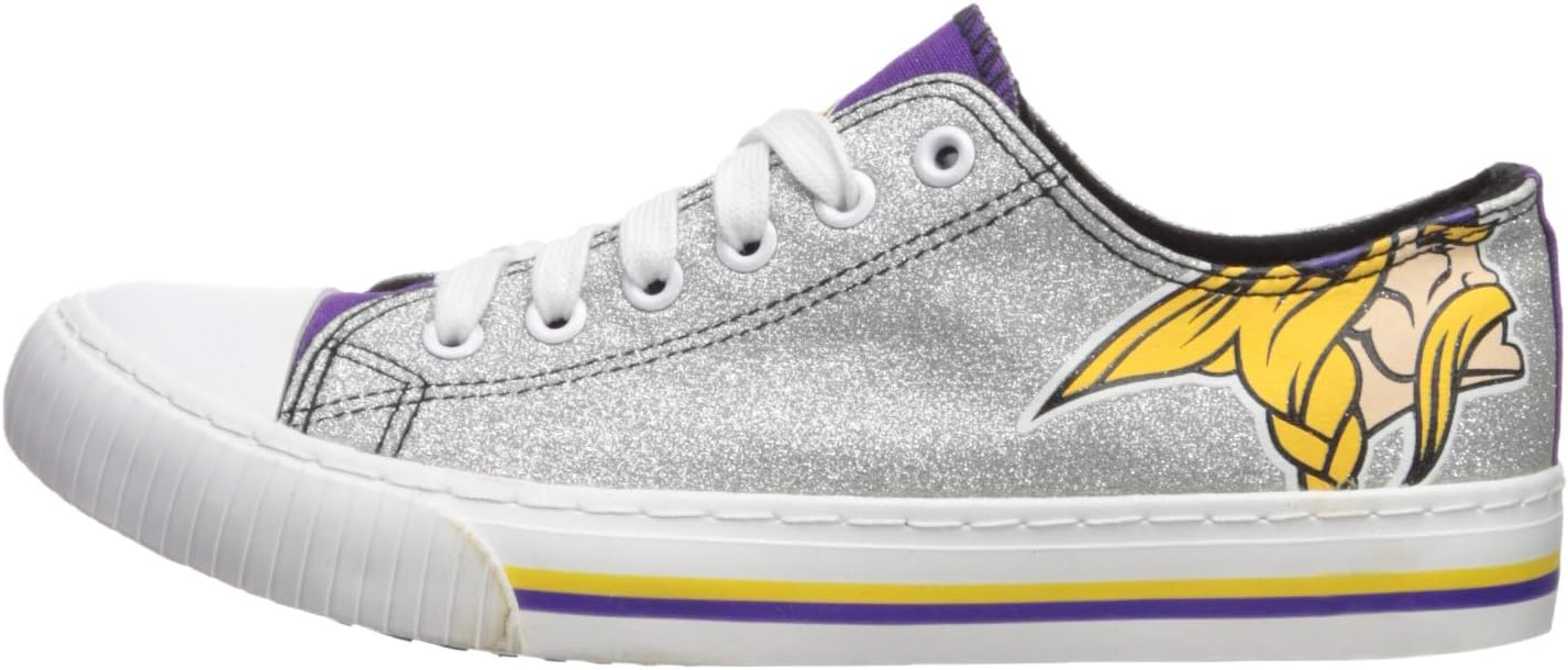 FOCO Minnesota Vikings NFL Womens Glitter Low Top Canvas Shoes - 10 - Image 5