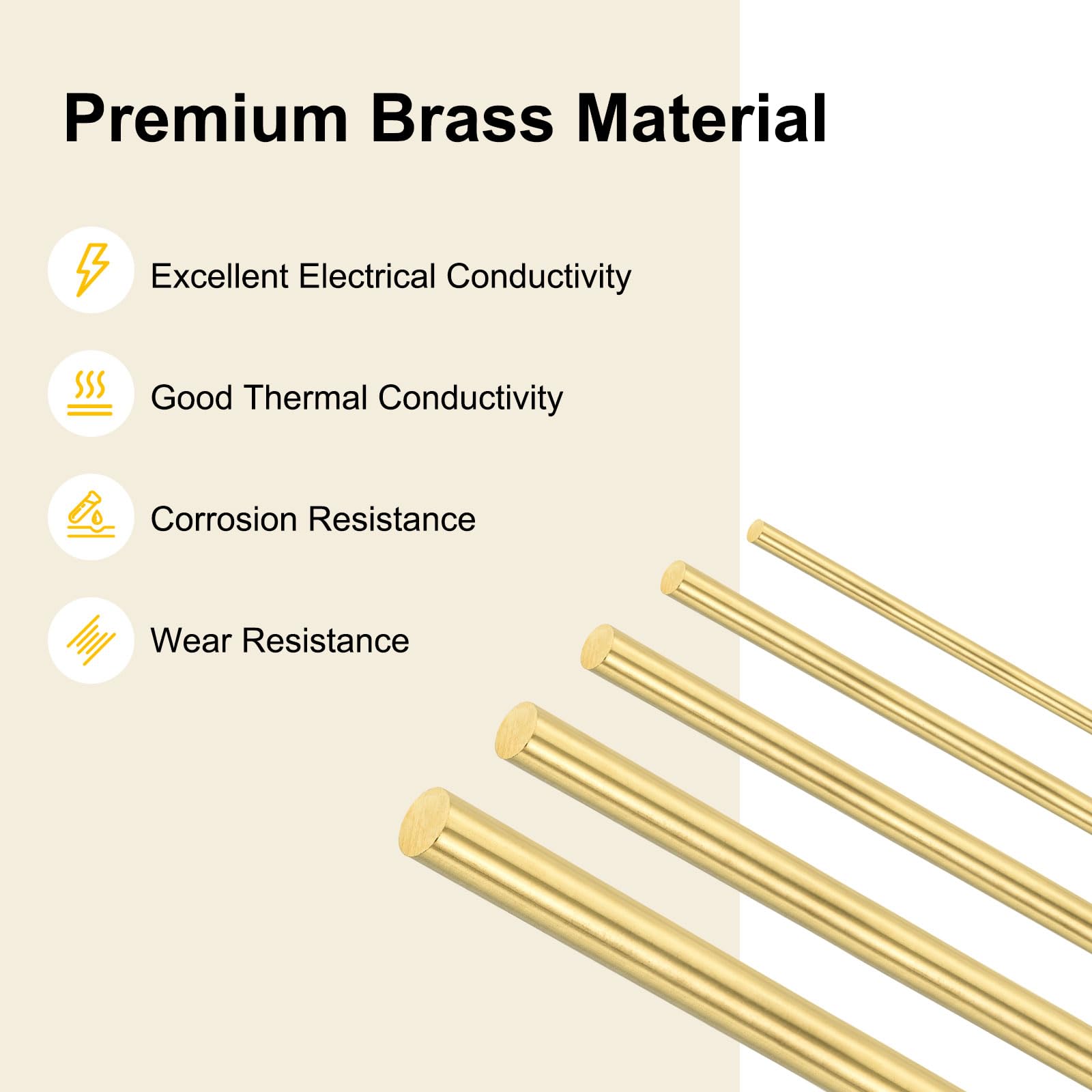 M METERXITY 5-Pack Brass Rod, 2,3,4,5,6mm Dia 11.8