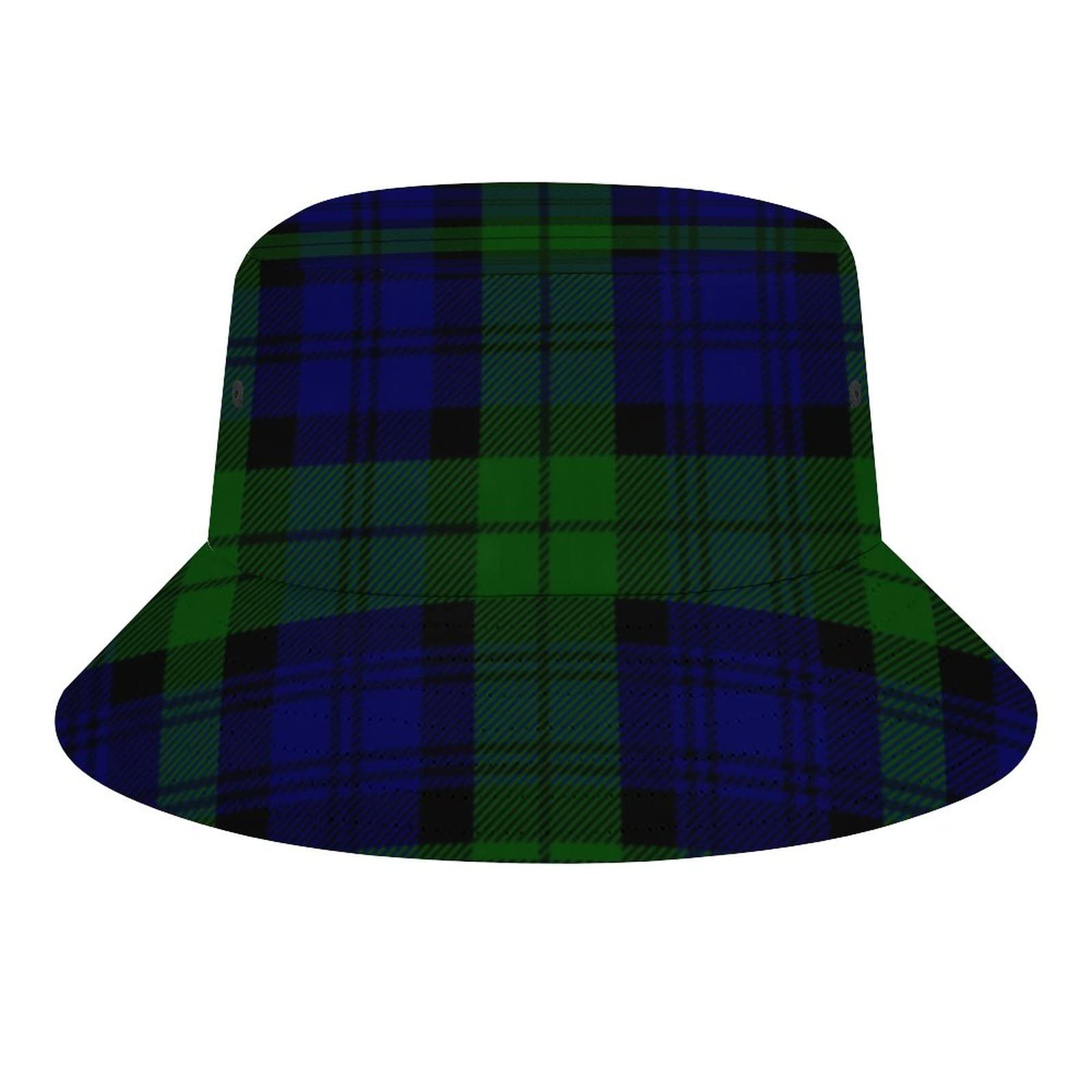 FWJZDSP Black Watch Tartan Blue Green Plaid Bucket Hats Sun Cap Packable Outdoor Fashion Fisherman's Hat for Women and Men