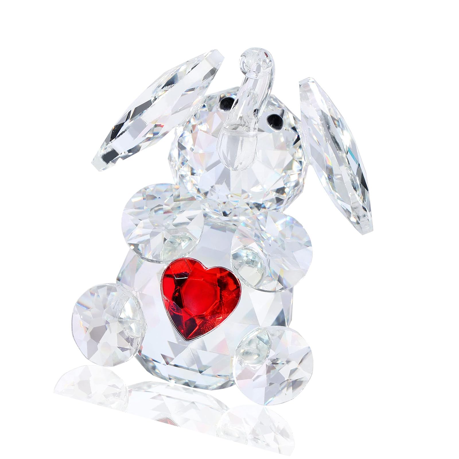 Shurhome Lovely Crystal Elephant Figurines Cut Glass Art Ornament Elephant Statues Animal Collectibles for Home Decorations Feng Shui Ornament
