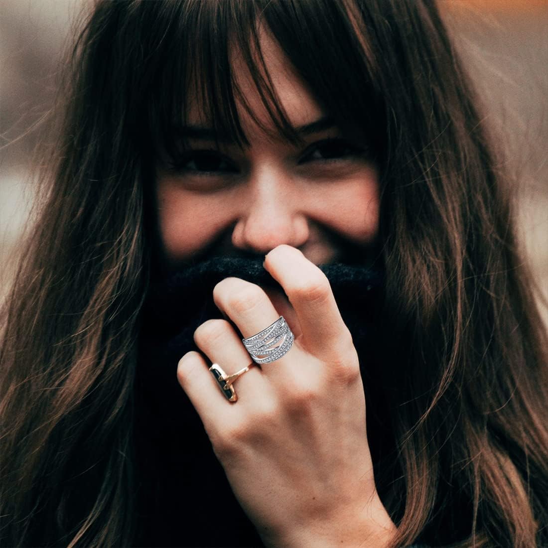 HAIXIAN Sterling Silver Cubic Zirconia Ring, Multi Cross Lines Design, Full Finger Band, Wedding Engagement Jewelry for Women - Image 4